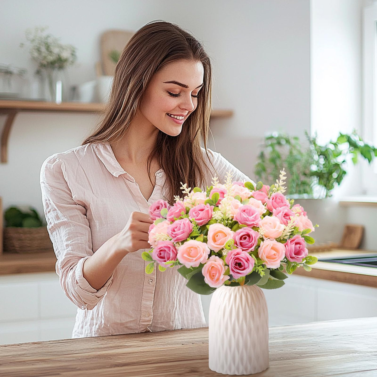 TURNMEON wedding centerpiece with pink roses for elegant table decor.