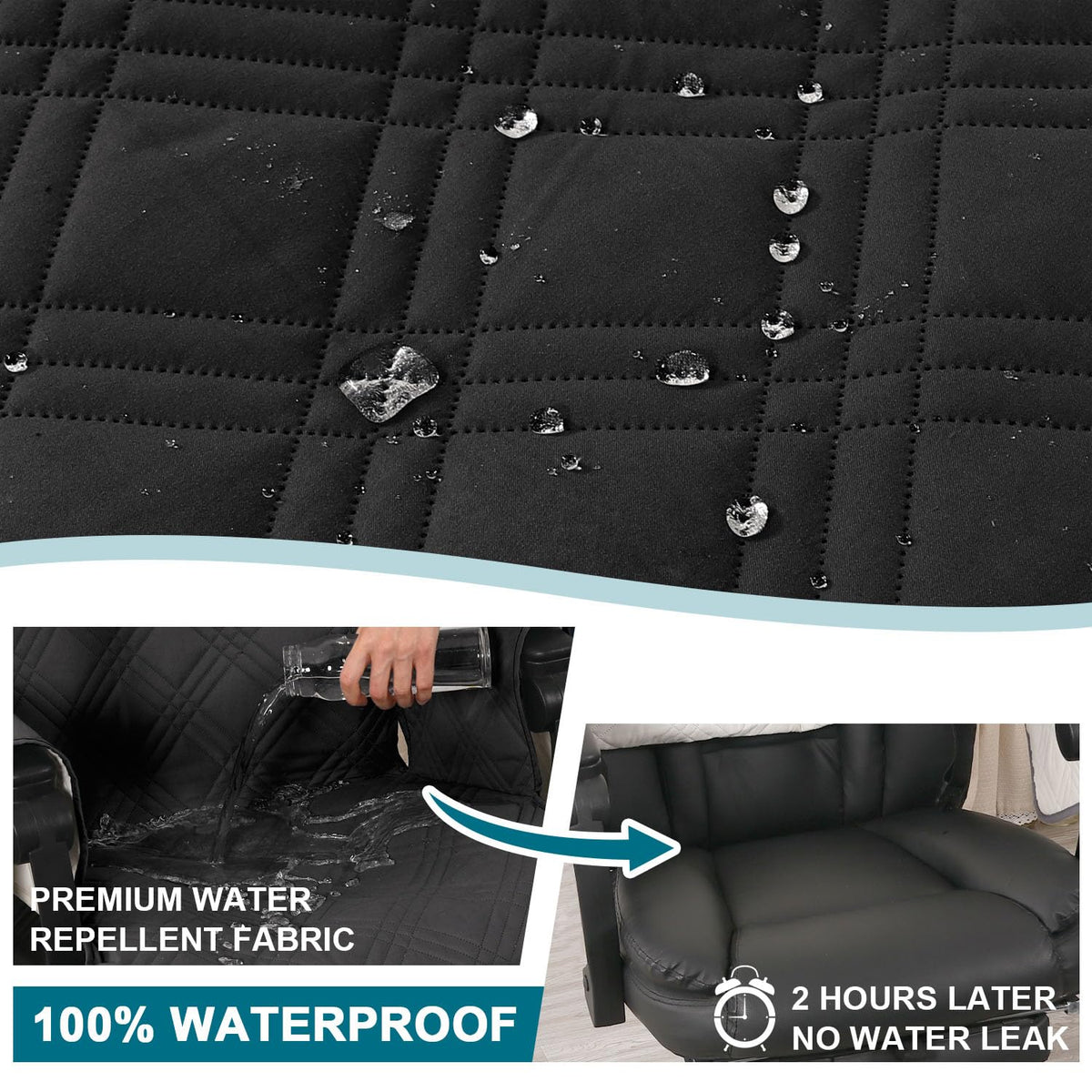 Turquoize anti-slip buckle straps keep the chair cover secure during use.