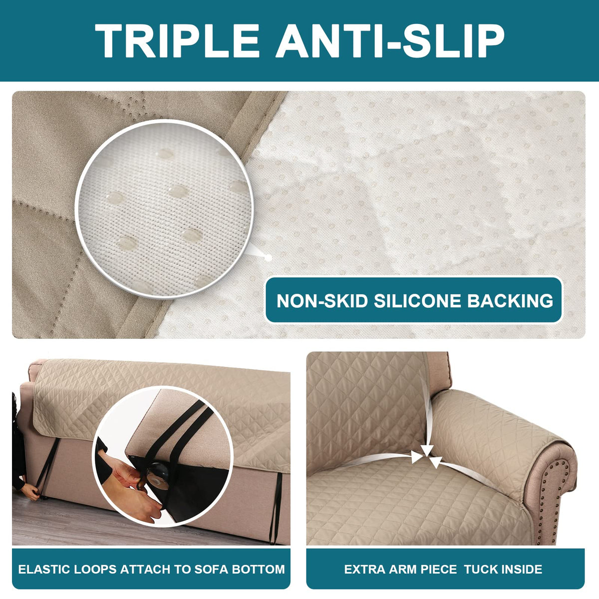 Turquoize diamond-quilted microfiber fabric adds soft comfort and protection