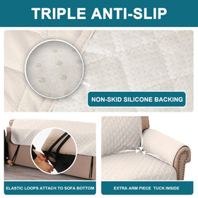 Measuring guide image highlights chair, loveseat, and sofa fit.