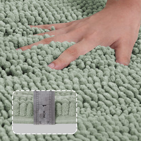 Turquoize Sage bath rug dense chenille close-up highlighting plush softness