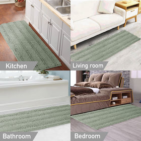 Turquoize Sage bath rug washable material remains soft after machine washing