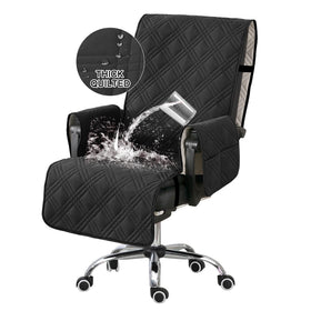 Turquoize waterproof office chair cover with armrests protects from spills and stains.