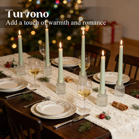 Turvono thick lead-free glass taper candle holders with weighted base for stability