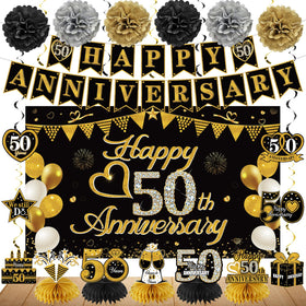 Turypaty Happy 50th Anniversary backdrop for stylish photo moments