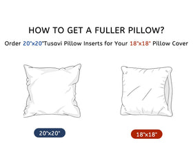 Decor pillow pair on bed with Tusavi inserts for coordinated decor