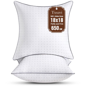 Tusavi 18x18 pillow inserts close-up texture highlights breathable cotton cover