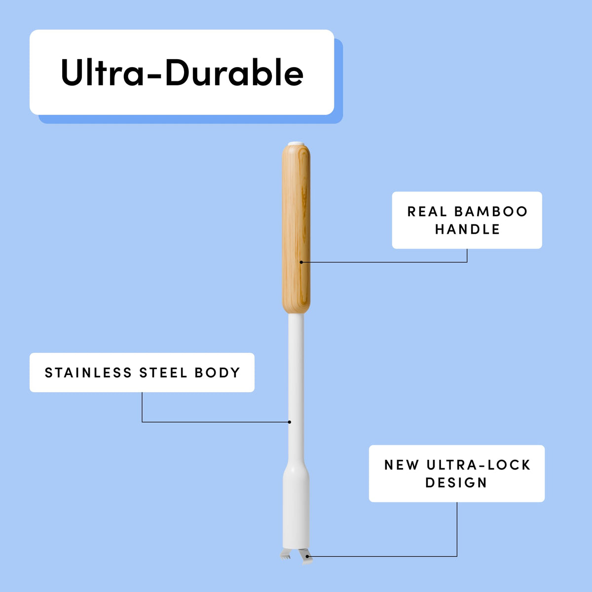 TUSHY minimalist holder keeps the brush and pads neatly stored.