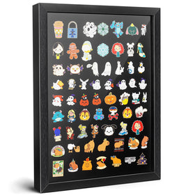 tutata 12x16 pin display case on wall showcasing enamel pins neatly