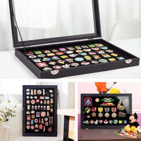 Tutata pin display case features back-buckle-free setup for easy placement.