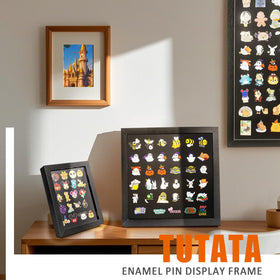 tutata black pin display case blends with decor and keeps pins visible