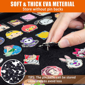 Tutata display case interior uses EVA storage to keep pins secure.