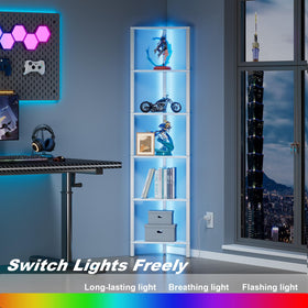 TUTOTAK LED corner shelf includes anti tip for secure living room setup