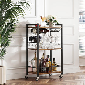 TUTOTAK bar cart with 360-degree casters for smooth mobility and easy repositioning.