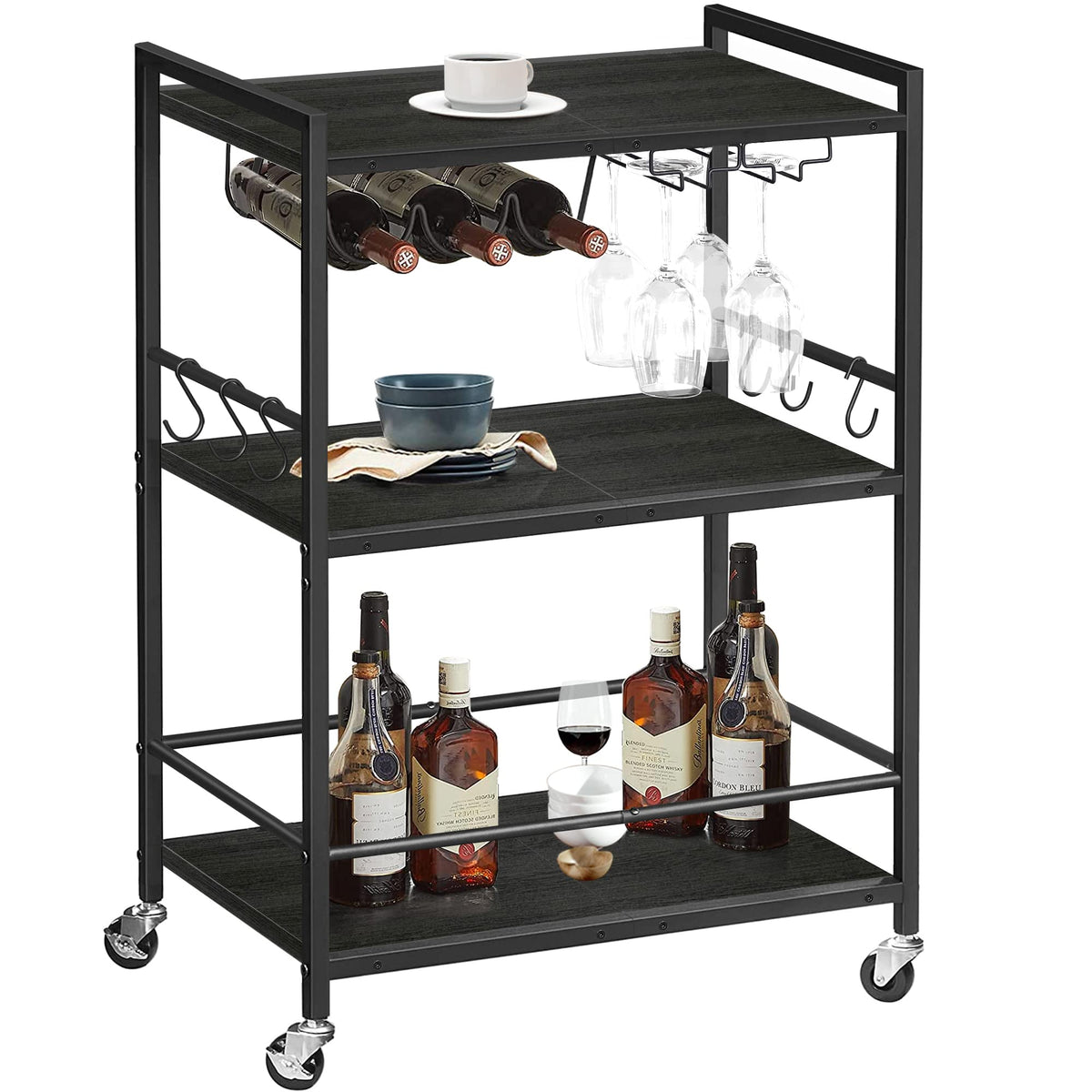 TUTOTAK Bar Cart BC01BK030 decorative piece for entryways and living rooms.