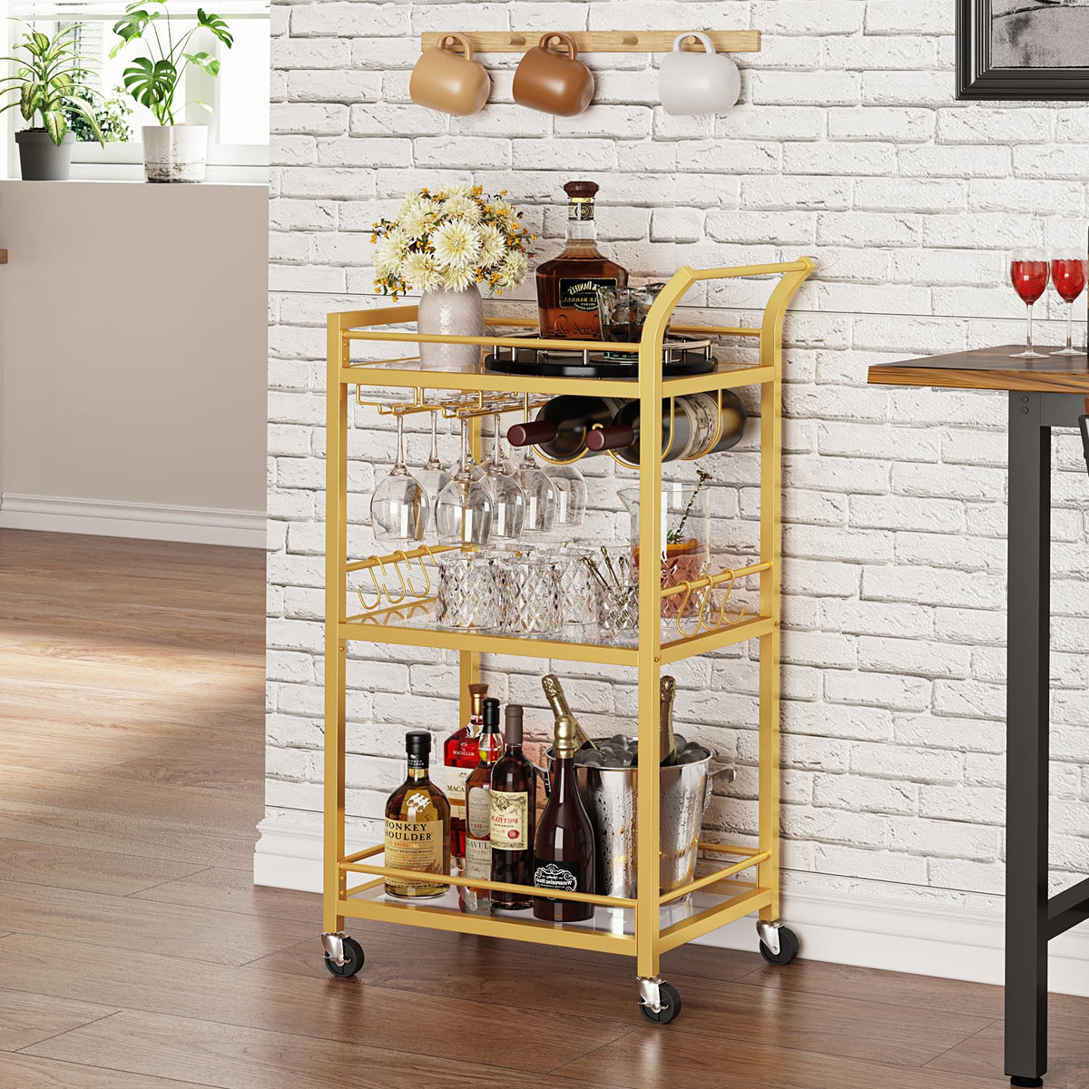 TUTOTAK bar cart glass holder keeps stemware secure during transport