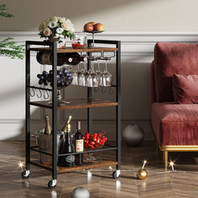 TUTOTAK bar cart handle and six S-hooks provide convenient utensil storage.