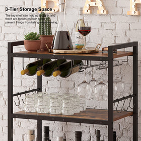 TUTOTAK bar cart large three-shelf design stores drinks and snacks efficiently