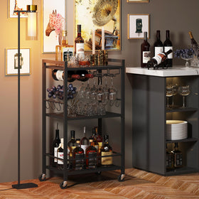 TUTOTAK bar cart rolling with brakes offers safe positioning indoors.