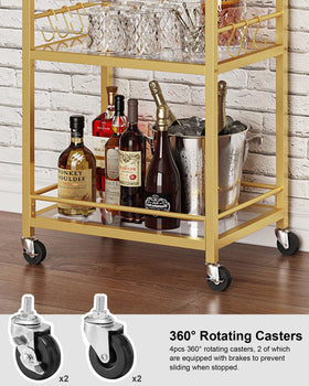TUTOTAK bar cart rotating casters enable smooth mobility