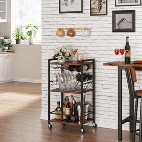 TUTOTAK bar cart wine rack keeps bottles organized and accessible on the top tier.