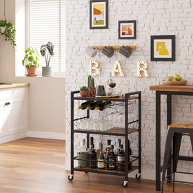 TUTOTAK bar cart with wine rack and glass holder for organized entertaining spaces