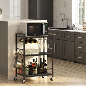 TUTOTAK Bar Cart BC01BK030 with wine rack and glass holder for stylish entertaining.