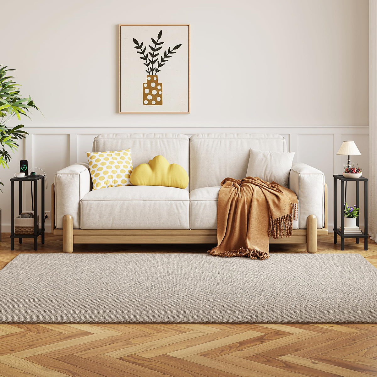 TUTOTAK black finish end table placed in a modern living room.