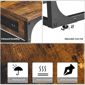 TUTOTAK brown finish end table with a durable metal frame for everyday use.