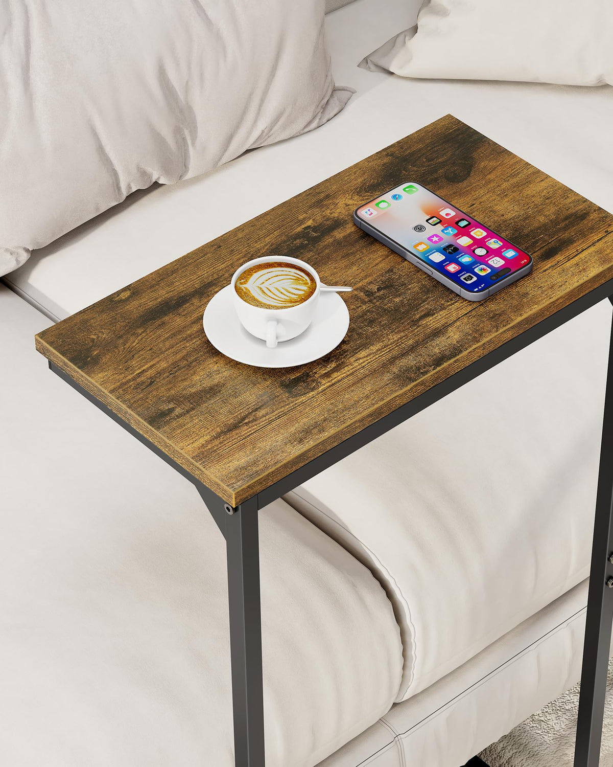 TUTOTAK brown wood finish end table adds warmth to living space