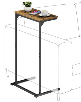 TUTOTAK C Shaped End Table slid under sofa for convenient laptop use