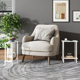 TUTOTAK compact bedside table showing 7.9" depth and versatile use.