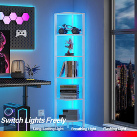TUTOTAK 6-tier corner shelf provides organized storage in tight spaces.