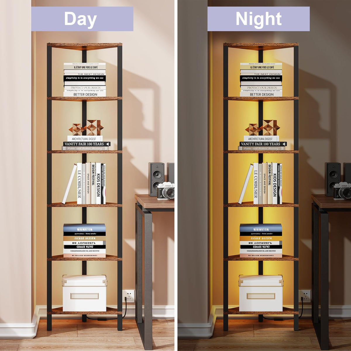 TUTOTAK Corner Shelf L-shaped base improves stability near walls.