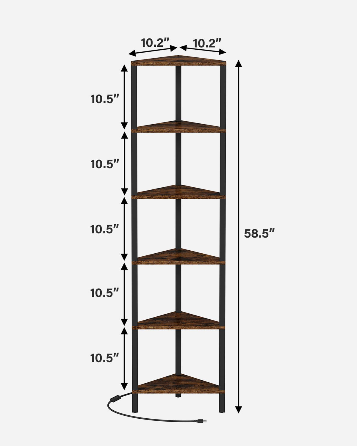 TUTOTAK Corner Shelf rustic brown finish adds warm charm to any room.
