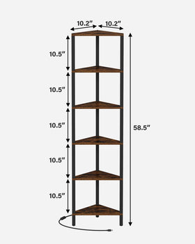 TUTOTAK Corner Shelf rustic brown finish adds warm charm to any room.