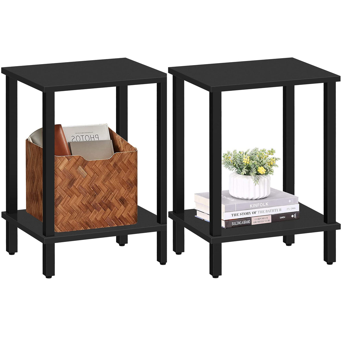 TUTOTAK end table 2-tier top surface for compact living room organization
