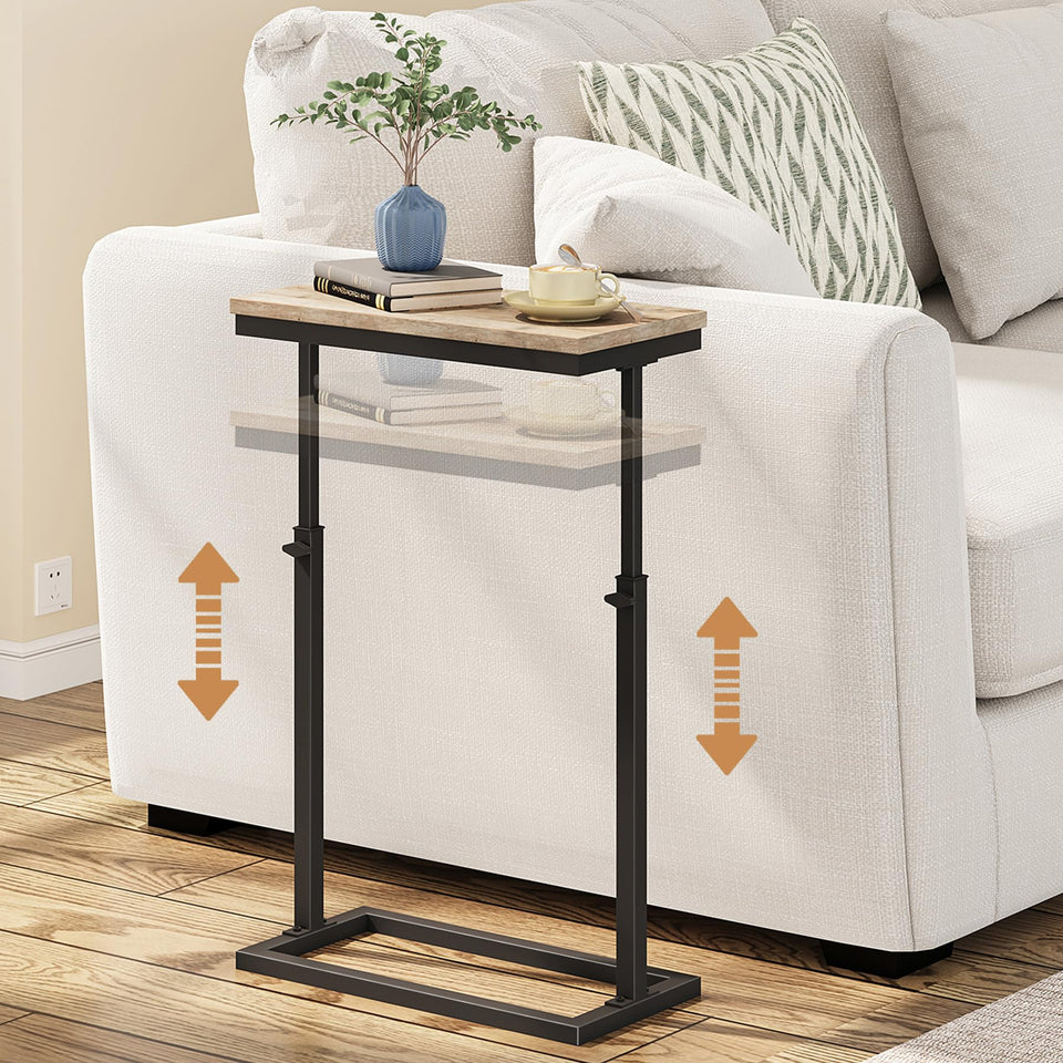 TUTOTAK end table with adjustable height beside the sofa for laptop use