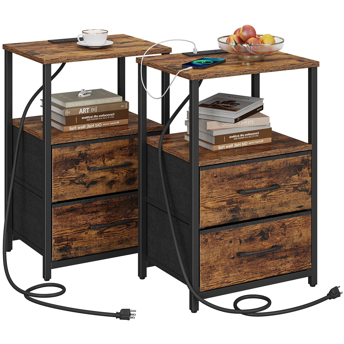 TUTOTAK end table front view with charging station for convenient device charging