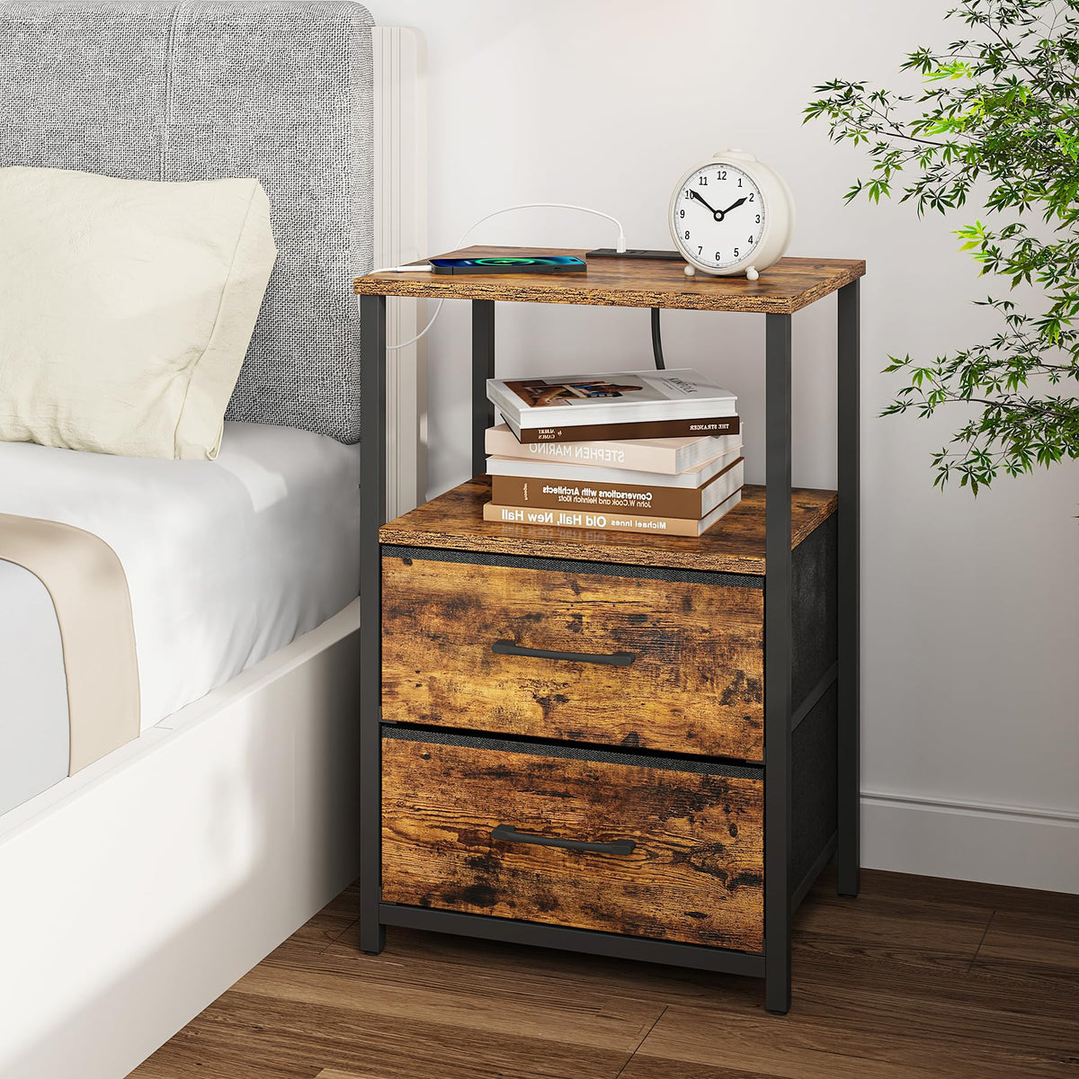 TUTOTAK end table USB ports visible for quick charging near seating areas