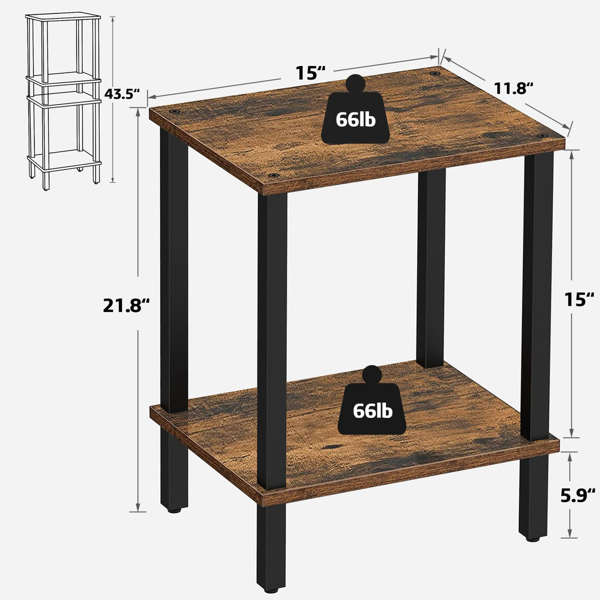 TUTOTAK end table height suitable for easy coffee reach.