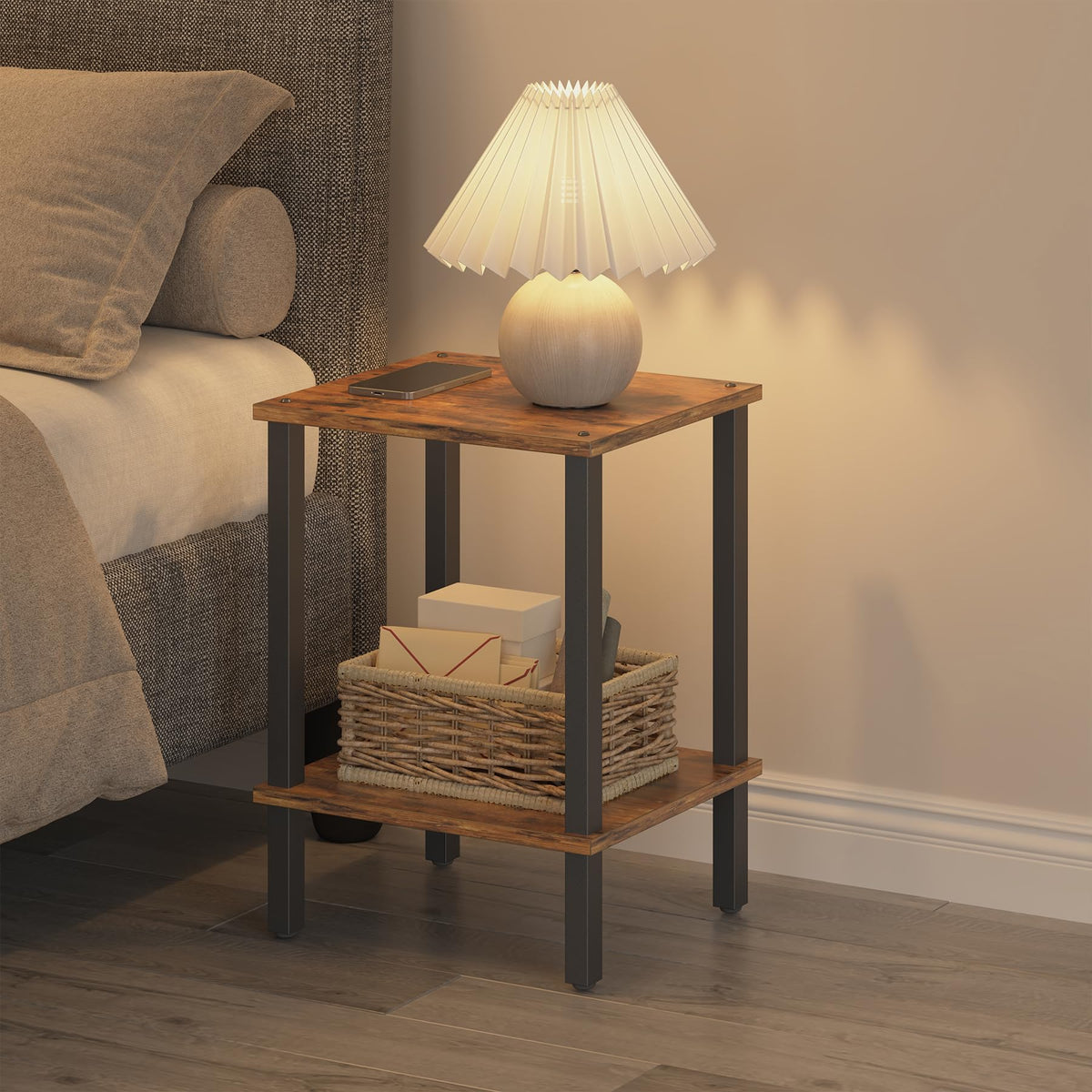 TUTOTAK end table designed for small spaces, fits beside sofa.