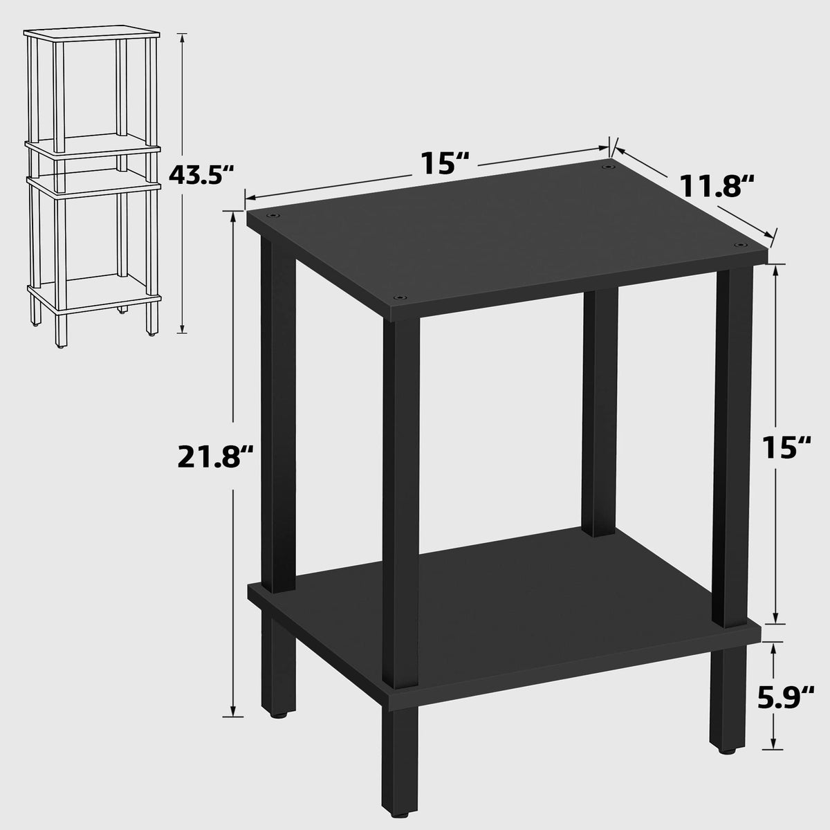 TUTOTAK end table sturdy metal legs with floor protection