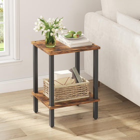 TUTOTAK end table top and bottom shelves maximize bedside storage.
