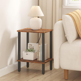 TUTOTAK two-tier side table provides convenient surface and storage.