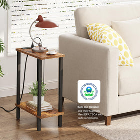 TUTOTAK two-tier storage end table keeping remotes organized