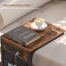 TUTOTAK end table with storage bag stores magazines and tablets within reach.