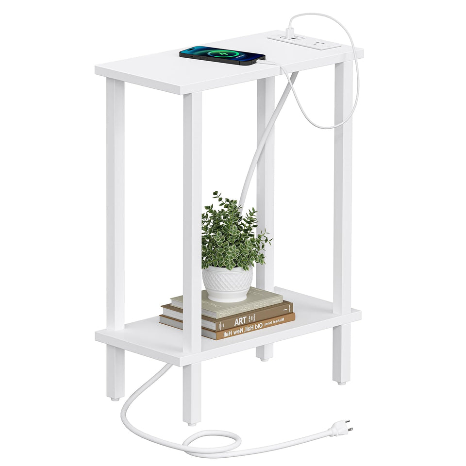 TUTOTAK small end table with charging station, top view for easy device charging.