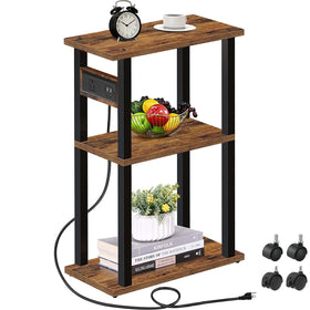TUTOTAK small narrow side table with charging station for easy device charging near seating