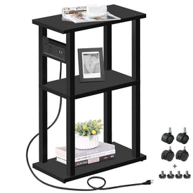 TUTOTAK small narrow side table with charging station keeps devices powered and organized.
